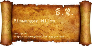 Biswanger Milos névjegykártya